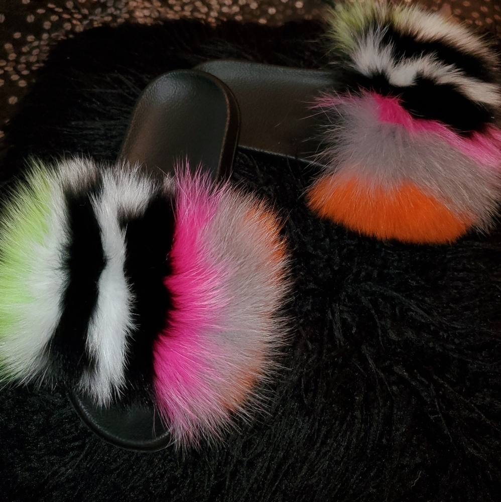 SOLD Fox Fur Slippers